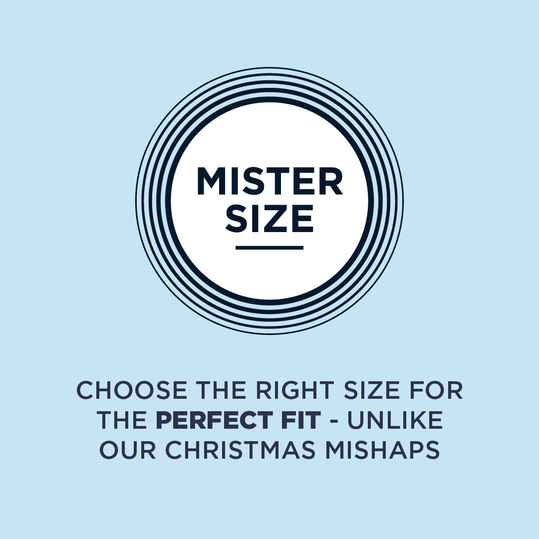 Mister Size logó, alatta szöveggel: Válassza ki a megfelelő méretet a tökéletes illeszkedés érdekében